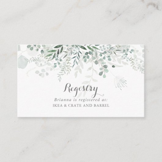 Minimalistische Eucalyptus huwelijkscadeau registe Informatiekaartje (Voorkant)