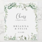 Minimalistische Eucalyptus juicht huwelijkswijn et Wijn Etiket (Enkel label)