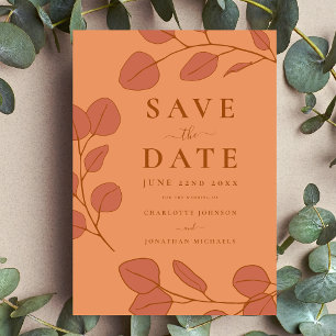 Minimalistische eucalyptus laat perzik Sinaasappel Save The Date