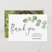Minimalistische Eucalyptus Leaf Script Foto Bedankkaart (Voorkant / Achterkant)