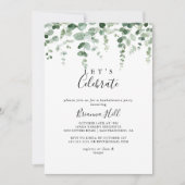 Minimalistische Eucalyptus Let's Celebrate Party Kaart (Voorkant)