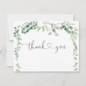 Minimalistische eucalyptus platte bruiloft dank u bedankkaart (Voorkant)