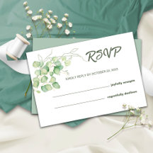 Minimalistische Eucalyptus RSVP Trouwkaart