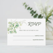 Minimalistische Eucalyptus RSVP Trouwkaart Kaartje (Staand voorkant)