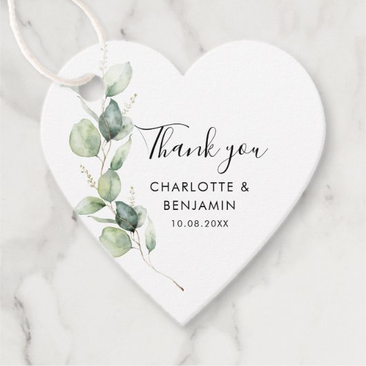 Minimalistische eucalyptus rustieke bruiloft Dank Bedankjes Labels (Voorkant)