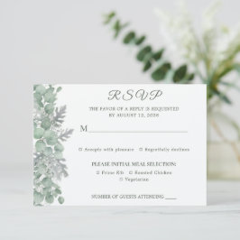 Minimalistische Eucalyptus Salie Groene Trouw RSVP Kaartje