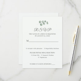Minimalistische Eucalyptus Salie Groene Trouw RSVP Kaartje