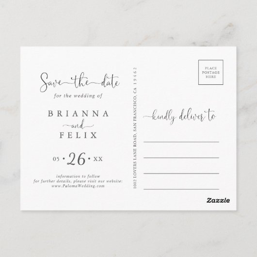 Minimalistische Eucalyptus Save the Date Briefkaar Briefkaart (Achterkant)