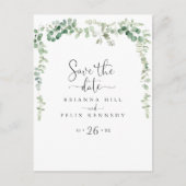 Minimalistische Eucalyptus Save the Date Briefkaar Briefkaart (Voorkant)