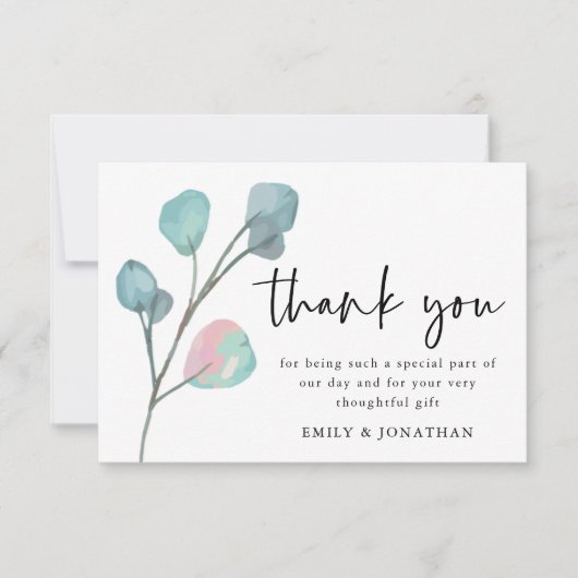 Minimalistische Eucalyptus Script Foto Dank u Bedankkaart (Voorkant)