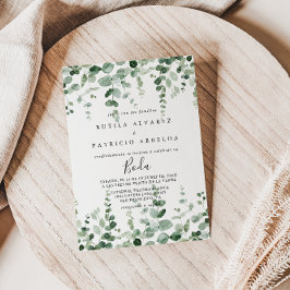 Minimalistische eucalyptus Spaanse bruiloft uitnod Kaart