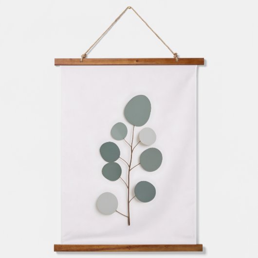 Minimalistische Eucalyptus Tak Minimalistische Sla Hangend Wandkleed (Voorkant)