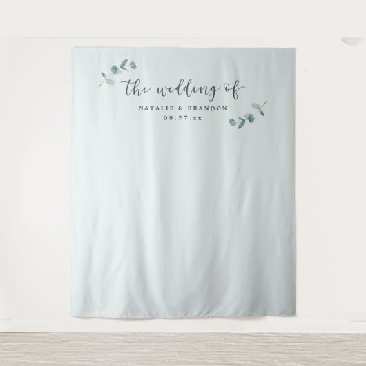 Minimalistische Eucalyptus Trouwfotografie Achterg Wandkleed (Voorkant)