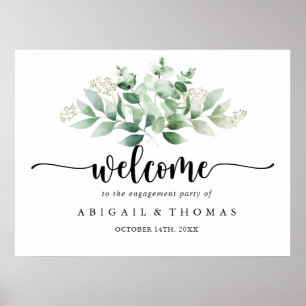 Minimalistische Eucalyptus Verlovingspartij Welkom Poster