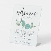 Minimalistische eucalyptus welkom COVID veiligheid Reclamebord Met Voetstuk (Voorkant)