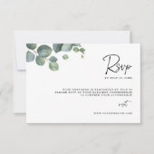 Minimalistische Eucalyptusbladeren RSVP Trouwkaart Save The Date (Voorkant)