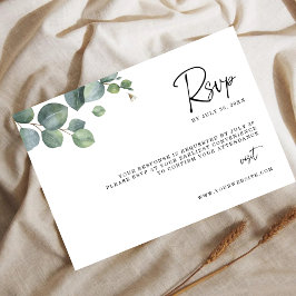 Minimalistische Eucalyptusbladeren RSVP Trouwkaart Save The Date