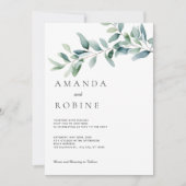 Minimalistische eucalyptusbruiloft kaart (Voorkant)