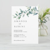Minimalistische eucalyptusbruiloft kaart (Staand voorkant)