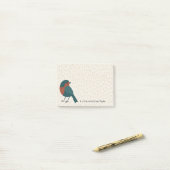 Minimalistische Europese Roodborst Cute Teal Vogel Post-it® Notes (Op bureau)