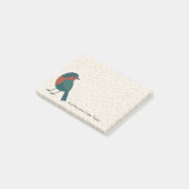 Minimalistische Europese Roodborst Cute Teal Vogel Post-it® Notes (Schuin)