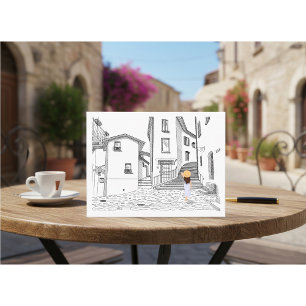 Minimalistische Europese straatillustratie  Briefkaart