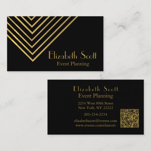 Minimalistische Event Planner Chevron Lines Design Visitekaartje (Voorkant / Achterkant)