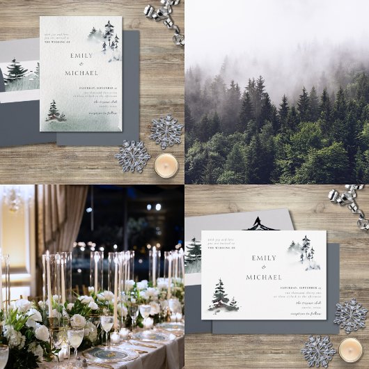 Minimalistische Evergreen Mountain Green Slate Blu Kaart