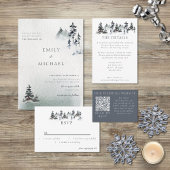 Minimalistische Evergreen Mountain Green Slate Blu Kaart