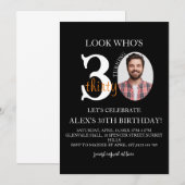 Minimalistische evite Verjaardag 30e, Mannen Digit Kaart (Voorkant / Achterkant)