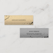 Minimalistische Expressieve / Glamour (Goud/Grijs) Mini Visitekaartje (Voorkant / Achterkant)