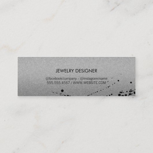 Minimalistische Expressieve / Glamour (Goud/Grijs) Mini Visitekaartje (Achterkant)