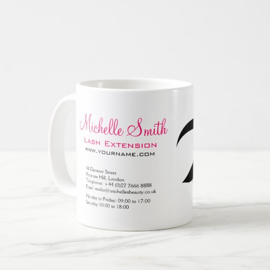 Minimalistische Eye Black White Wimper Extensie Ma Koffiemok (Voorkant links)