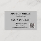 Minimalistische Face Beauty haar & make-up & QR-co Visitekaartje (Achterkant)