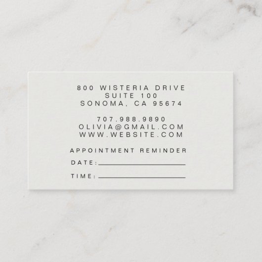 Minimalistische Face Beauty Logo Hair Stylist Visitekaartje (Achterkant)