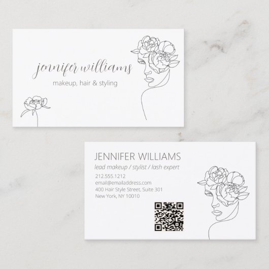 Minimalistische Face Beauty Logo make-up artiest Visitekaartje (Voorkant / Achterkant)