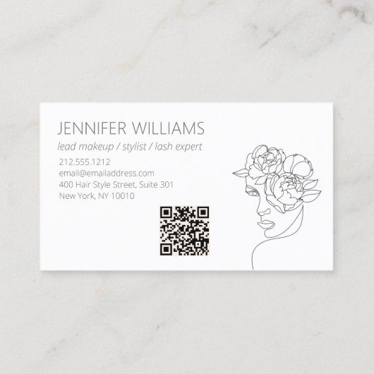 Minimalistische Face Beauty Logo make-up artiest Visitekaartje (Achterkant)