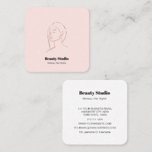 Minimalistische Face Logo Hair Beauty Make-up Roze Vierkante Visitekaartje