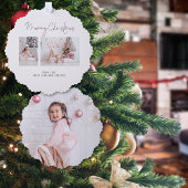 Minimalistische familie 3 foto's ornament kaart