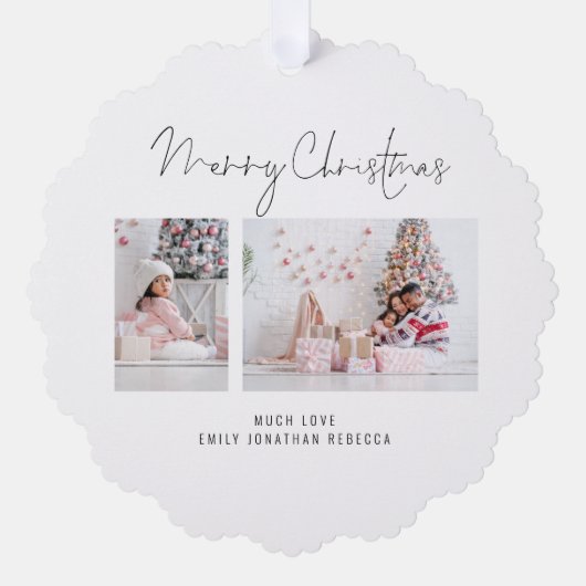 Minimalistische familie 3 foto's ornament kaart (Voorkant)