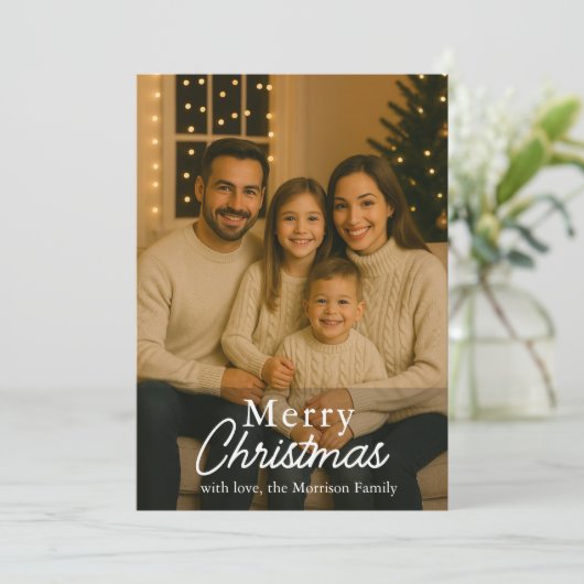 Minimalistische Familie Kerst Neutraal Vakantie Ka Kaart (Staand voorkant)