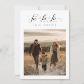 Minimalistische familie kerstfoto Fa La Script Feestdagenkaart (Voorkant)