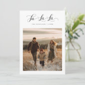 Minimalistische familie kerstfoto Fa La Script Feestdagenkaart (Staand voorkant)