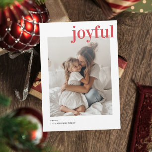 Minimalistische familiefoto Rood Vrolijk Kerstfees Kaart