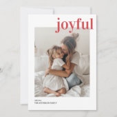 Minimalistische familiefoto Rood Vrolijk Kerstfees Kaart (Voorkant)