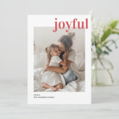 Minimalistische familiefoto Rood Vrolijk Kerstfees Kaart (Staand voorkant)