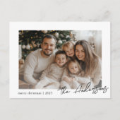 Minimalistische familiefoto Vrolijk Kerstfeest Briefkaart (Voorkant)