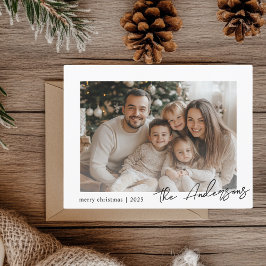 Minimalistische familiefoto Vrolijk Kerstfeest Briefkaart