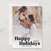 Minimalistische familiefoto wat een jaar kerst feestdagenkaart (Voorkant)