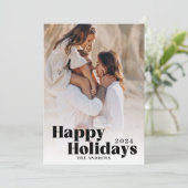 Minimalistische familiefoto wat een jaar kerst feestdagenkaart (Staand voorkant)